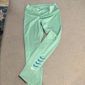 Nike Light Green Leggings with Blue Accents